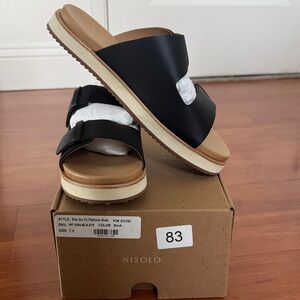 Nisolo Black 100% Leather Slide Sandals